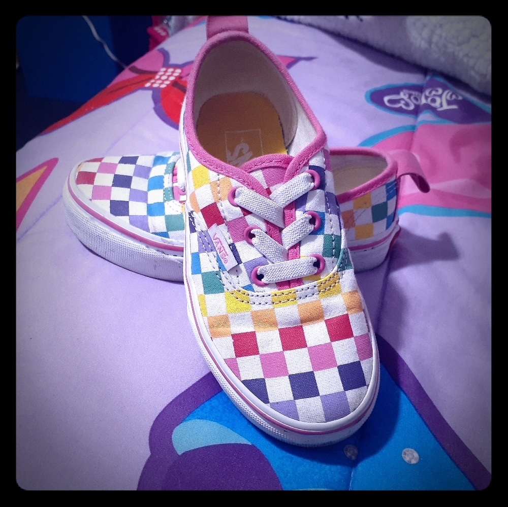 Rainbow checkered Vans